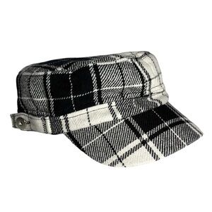 Retro plaid military style cap